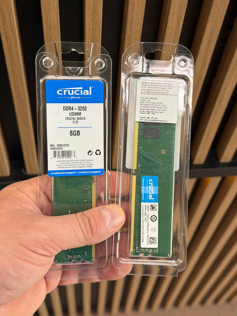 Модуль памяти DIMM DDR4 8Gb, 3200Mhz, Crucial CB8GU3200 (Новый)