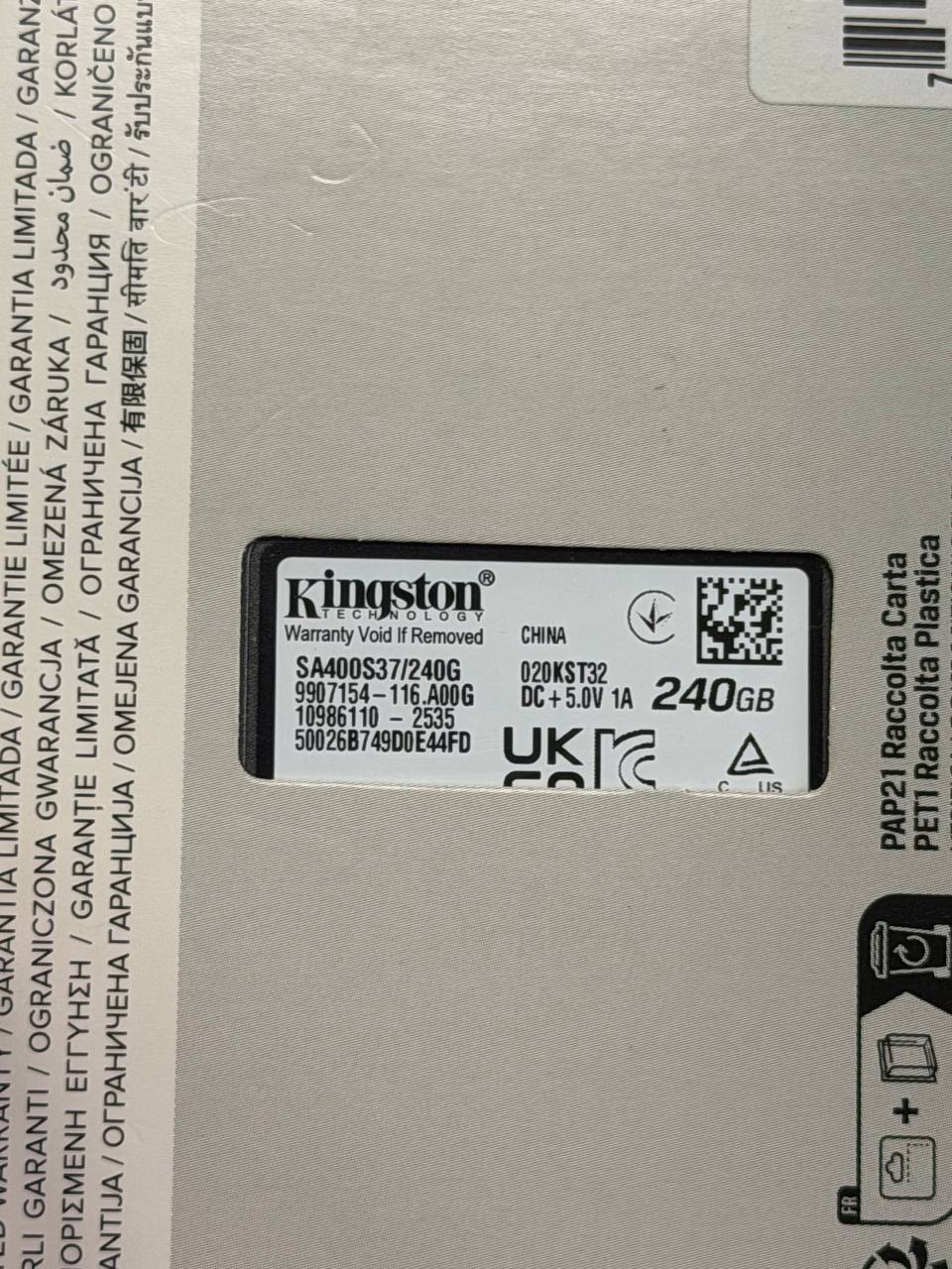 Внутренний SSD диск KINGSTON A400 240GB, SATA3, 2.5" (SA400S37/240G) (Новый)