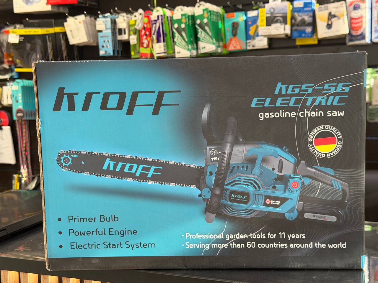 Бензопила цепная KROFF KGS-56 Electric, запуск с кнопки, 7.6 л.с.(НОВАЯ)