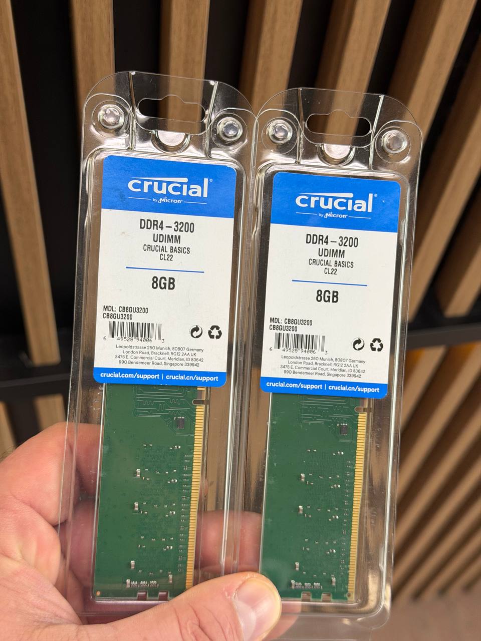 Модуль памяти DIMM DDR4 8Gb, 3200Mhz, Crucial CB8GU3200 (Новый)