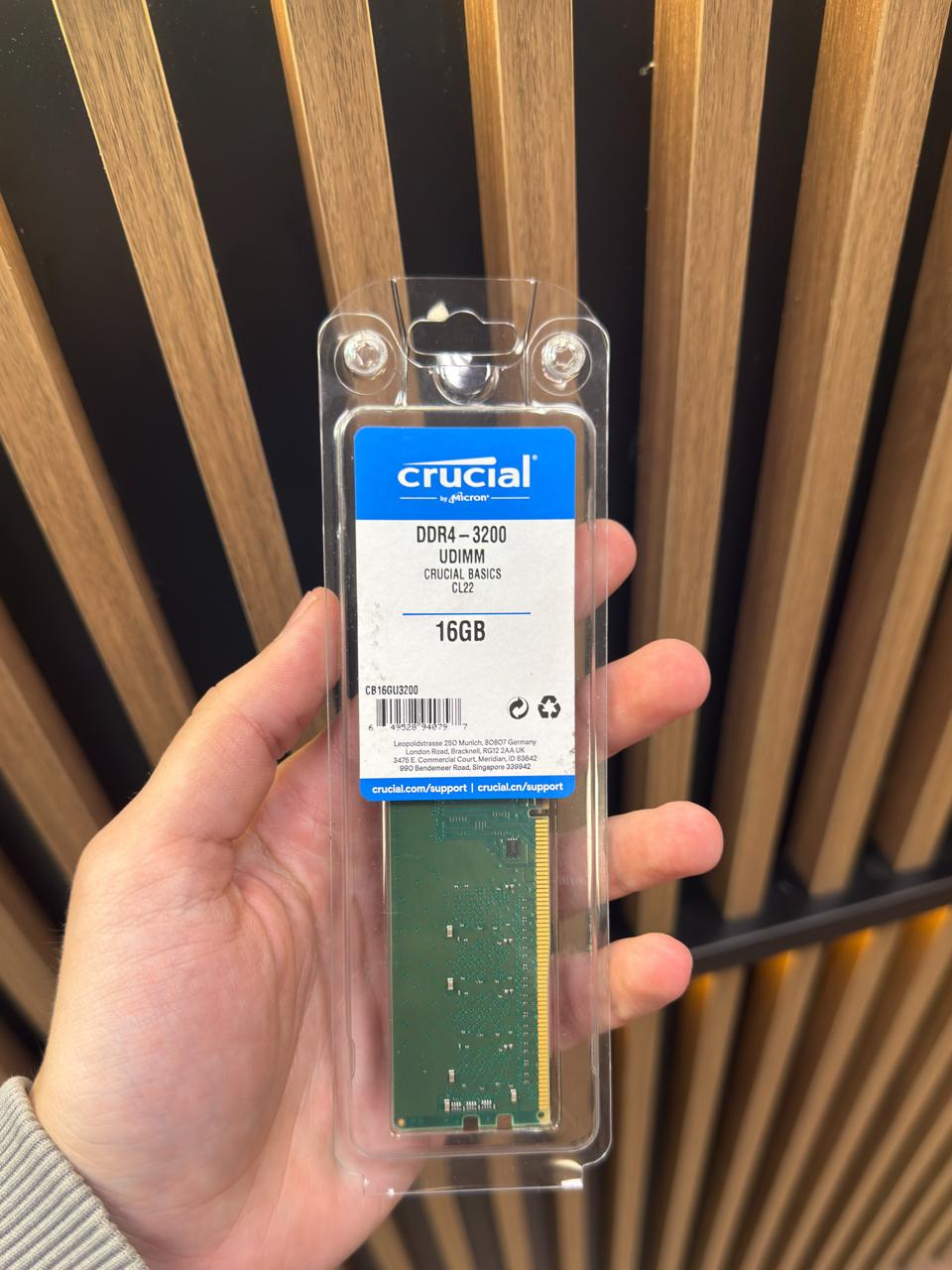 Модуль памяти DIMM DDR4 16Gb, 3200Mhz, Crucial CB16GU3200 (Новый)