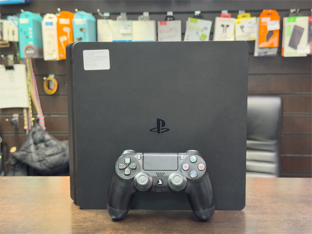 Игровая приставка Sony PlayStation 4 Slim 500 ГБ HDD, без игр, без дополнительных аксессуаров, чёрный (Б/У)
