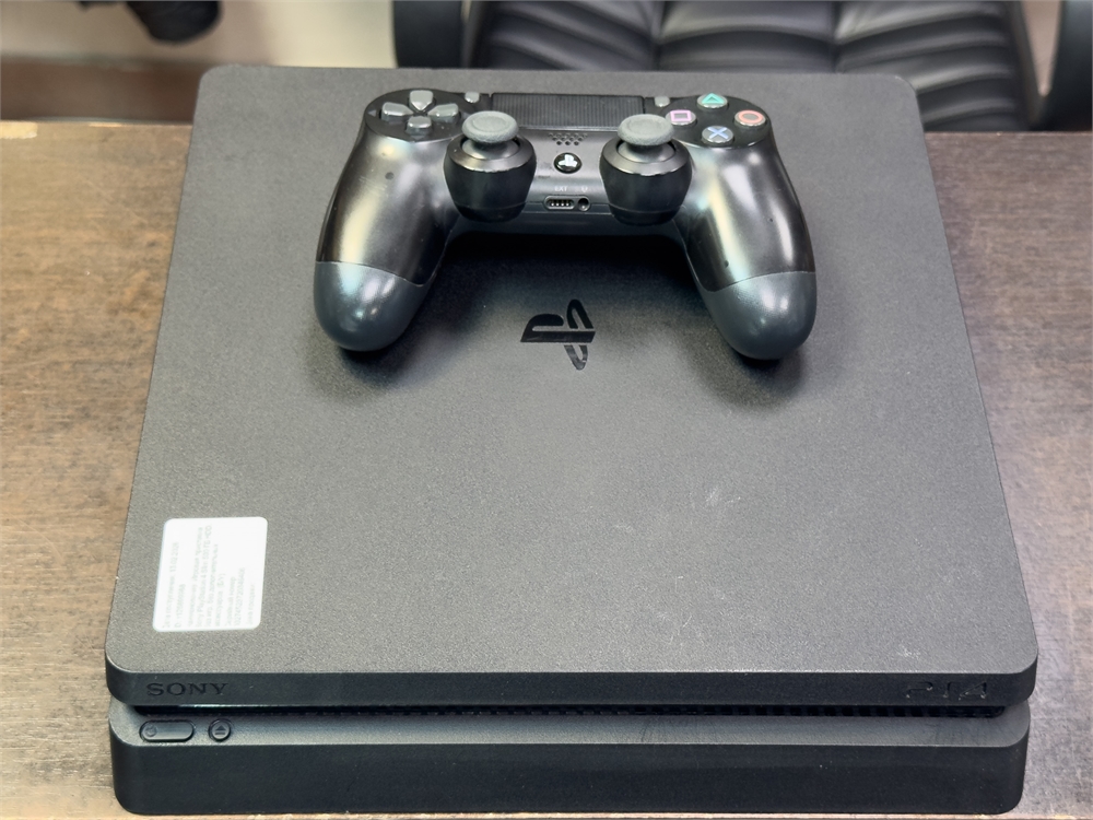 Игровая приставка Sony PlayStation 4 Slim 500 ГБ HDD, без игр, без дополнительных аксессуаров, чёрный (Б/У)