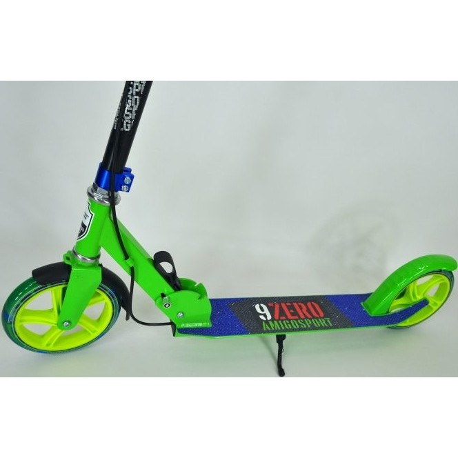 Самокат Amigosport 9 Zero, светящиеся колёса, зелёный (Новый)