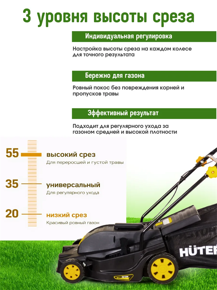 Газонокосилка электрическая ELM-55/420T Huter (Новая)