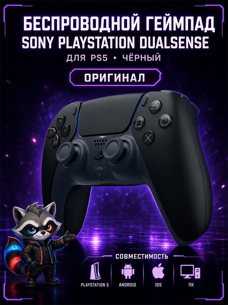 Беспроводной геймпад Sony PlayStation DualSense для PS5, Черный (Новое)